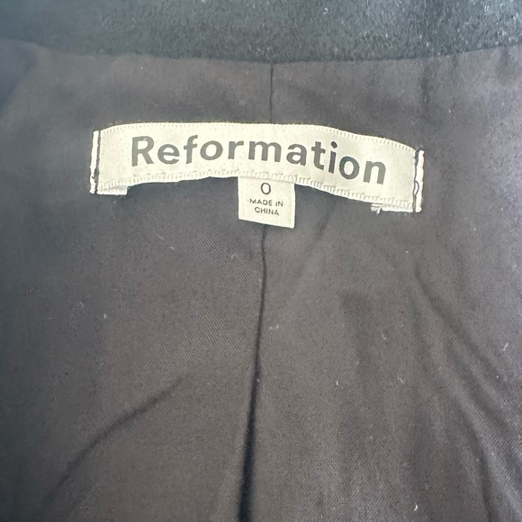 Reformation Larsen black wool dress coat blazer with tie belt size 0 like new - Picture 2 of 10